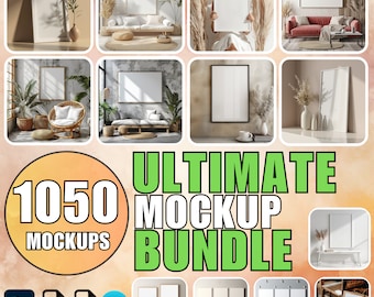 Wallart Frame Mockup Bundle Canvas Mockup Bundle PSD Wallart Mockup Canva Frame Mockup Template Poster Mockup Mega Mockup Bundle + Tutorials