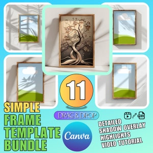 Canva Frame Mockup Set DRAG & DROP Frame Template Canva Wallart Mockup Canva Art Print Mockup Canva Drag and drop Frame Template + TUTORIAL