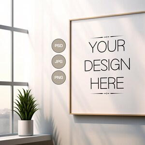 Frame Mockup Minimalistic PSD Mockup, Single Frame Mockup for Interior, Print Poster Mockup, PSD Photoshop Mockup, Frame Template + TUTORIAL