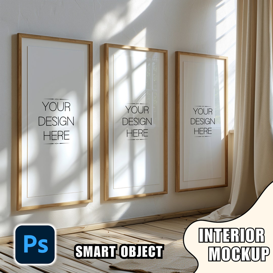 Frame Mockup Set: Minimalist Wooden Frames, Side View (PSD) - Etsy