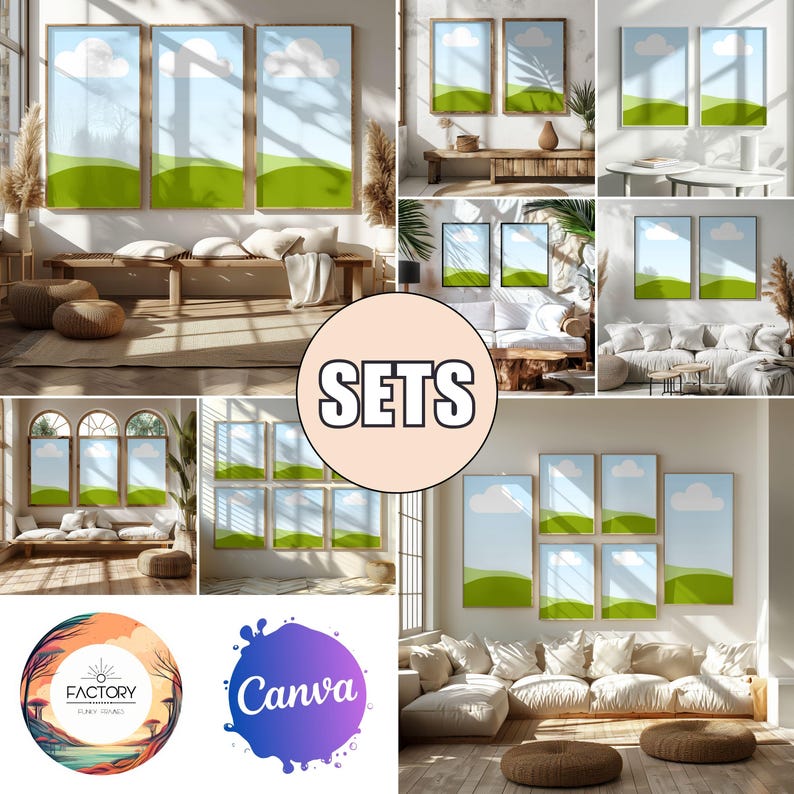 set of 2 frames template, set of 3 frames template, gallery canva templates