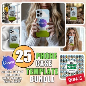 25 Tough Case Mockup Bundle: Canva Case Templates (Digital Download)