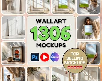 1306 WallArt Mockup Bundle: PSD & Canva Frame Templates + Tutorials