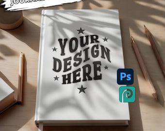 Maquete de caderno de capa dura: Modelo de capa de livro em PSD (Download digital)