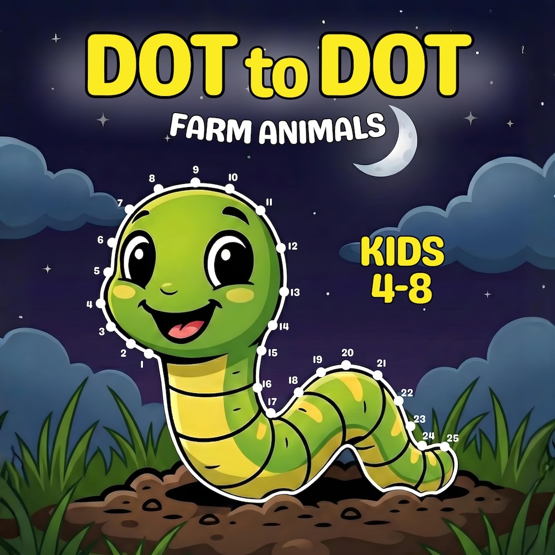 Farm Animals Dot to Dot Coloring Book for Kids 4-8 (PDF Download) - Etsy