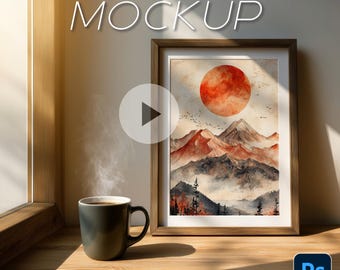 Animated Wall Art Frame Mockup Video, Boho Style (PSD)