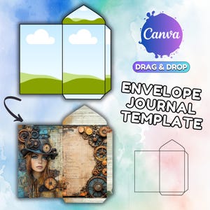 Canva Envelope Template Folding Envelope Template Junk Journal Folio Template Photo Envelope Template Drag and Drop Envelope Folio Template