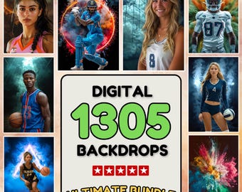 1305+ Sports Poster Backdrops Bundle: Baseball, Volleyball, Basketball (Digital Download)