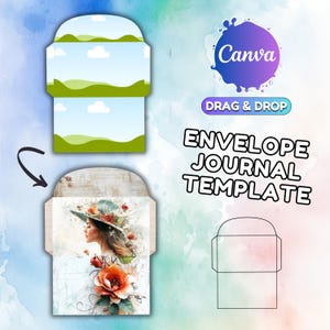 Folding Envelope Template Canva Envelope Template Junk Journal Folio Template Photo Envelope Template Drag and Drop Envelope Folio Template
