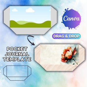 Canva Pocket Journal Template Drag and Drop Canva Junk Journal Folio Template Canva Journal Pocket Template Canva Template Custom Journal