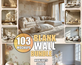 Pacchetto di mockup per pareti vuote: stile boho, cameretta, soggiorno (file JPG)