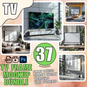 Tv-frame mockupbundel Samsung-frame tv-schermmockup liggend tv-modelbundel PSD-televisieframemodel horizontaal tv-model + zelfstudie