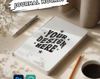 Hardcover Journal Mockup: Book Cover Template PSD (Digital Download)