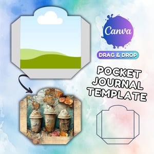 Junk Journal Folio Template Folding Folio Template Canva Journal Pocket Template Canva Template Drag and Drop Junk Custom Journal Pocket