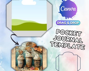 Modello tascabile per junk journal: album pieghevole in Canva (download digitale)