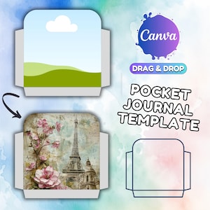 Canva Pocket Journal Template Drag and Drop Canva Junk Journal Folio Template Canva Journal Pocket Template Canva Template Custom Journal