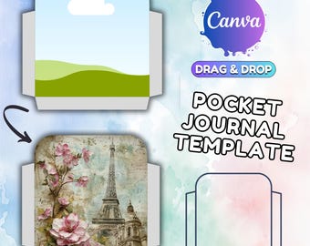 Szablon kieszonkowy Canva Junk Journal: projekt „przeciągnij i upuść” (A4/US Letter) (pobranie cyfrowe)