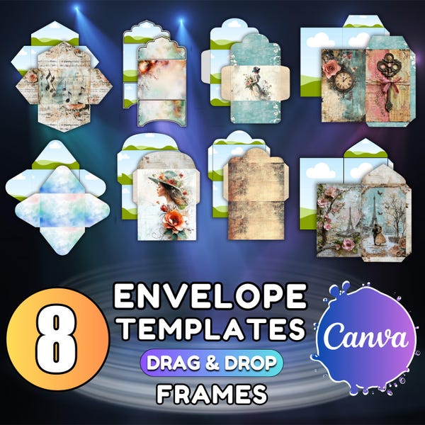 Canva Junk Journal Envelope Template Bundle: Canva Frames (Digital Download)