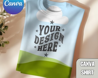 Bella Canvas 3001 T-Shirt Mockup: Transparent Canva Template (Digital Download)