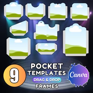 Canva Frames Templates Junk Journal Folio Template Folding Pocket Frames Template Junk Journal Pocket Template Canva Drag and Drop Frames