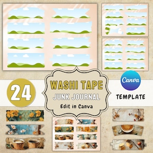 Washi Tape Template Canva Editable Washi Tape Frames Printable Washi Tape Canva Frames Template Design your own Washi Tape Scrapbook Tape