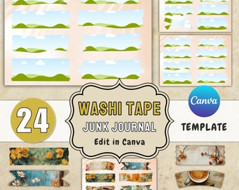 Washi Tape Canva Frames: Junk Journal Template (Digital Download)