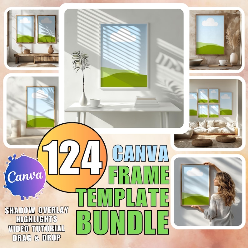 Canva Frame Mockup Bundle Canva Drag and Drop Mockup canva wall art mockup bundle