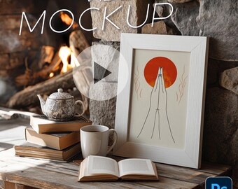 Animated Boho Frame Mockup PSD: Video Wall Art Mockup (Digital Download)