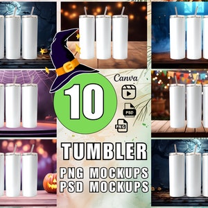 Halloween Tumbler Mockup Bundle: 20 Oz Canva, PSD, PNG (Tutorial)