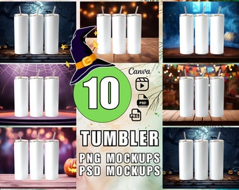 Halloween Tumbler Mockup Bundle: 20 Oz Canva, PSD, PNG (Tutorial)