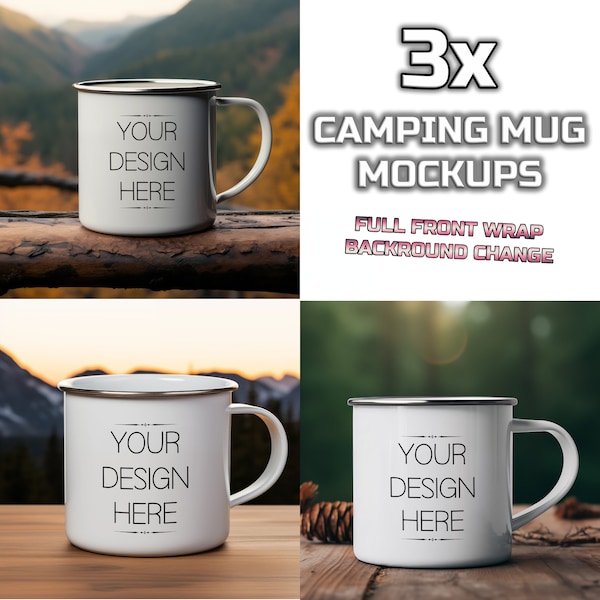 Enamel Mug Mockup Bundle White Camping Cup Mockup Pack Coffee Mug Mockup PSD mug mockup PSD Enamel Mug Mockup + TUTORIAL