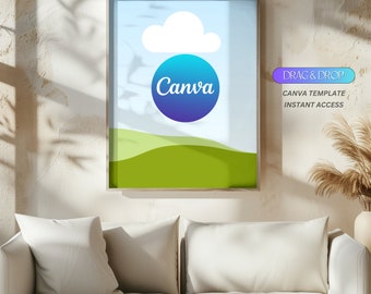 Modern Canva Frame Mockup: Drag & Drop Wall Art Template (Digital Download)