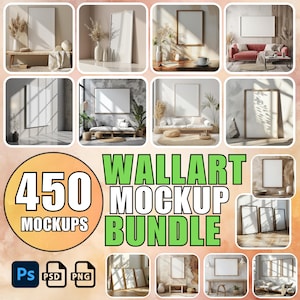 Frame Mockup Bundle PSD WallArt Mockup Bundle Set Frame Print Art Mockups Frame Mock-up Pack Boho Frame Mockup Wooden Frame Mock-up