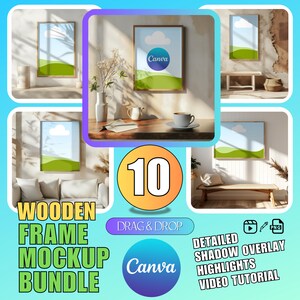 DRAG & DROP Frame Template Canva Frame Mockup Bundle Canva Wallart Mockup Bundle Frame Template Art Print Mockup Canva + Tutorial