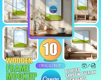 Canva Frame Mockup Bundle: Drag & Drop Wall Art Templates (Digital Download)