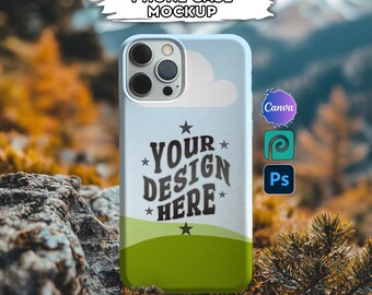 iPhone Tough Case Mockup: Canva & Photoshop Template (Digital Download)