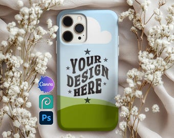Phone Case Mockup Template for Canva & Photoshop (PSD) (Digital Download)