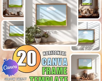 20 Canva WallArt Mockup Bundle: Horizontal Frame Templates (Digital Download)
