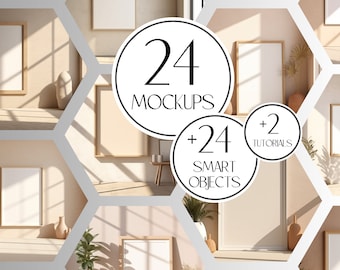 24 Boho Bilderrahmen Mockup Bundle: Interior PSD, Smart Objekte (Digitaler Download)