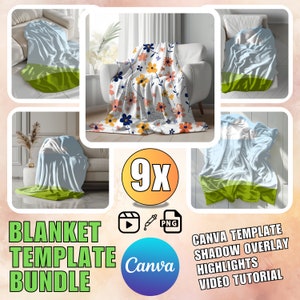 Blanket Mockup Bundle Drag and Drop Canva Blanket Mockup Velveteen Plush Blanket Mock-up Fleece Blanket Mockup Blanket Canva Mockup Bundle