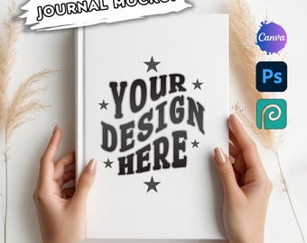 Hardcover Journal Mockup: Canva Drag & Drop Template (PSD)