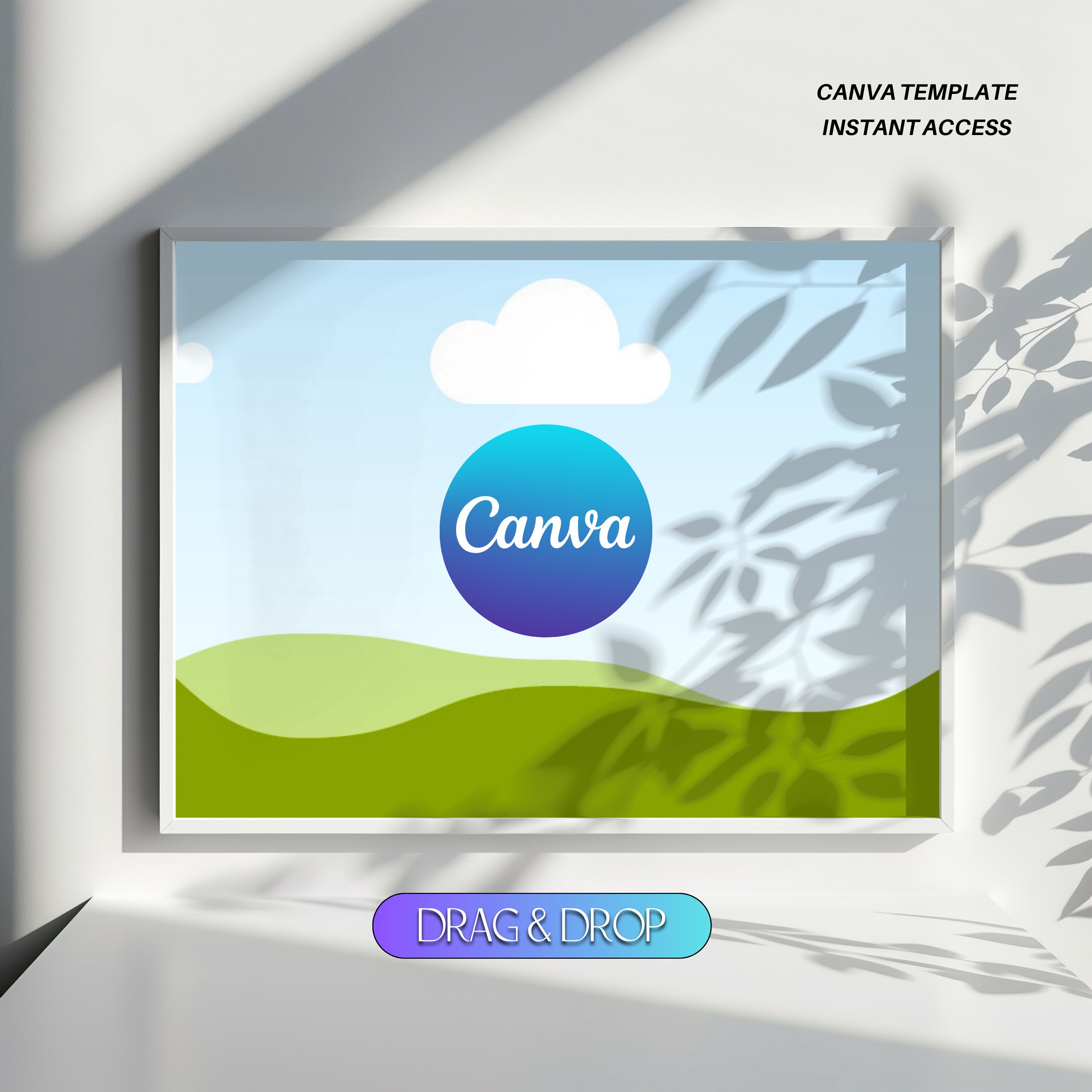 Canva DRAG & DROP Frame Template Scandinavian Canva Frame Mockup Canva Wall Art Mockup Wooden Canva Wallart Template drag drop + TUTORIAL