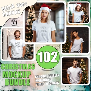 Christmas Shirts Mockup Bundle Christmas Bella Canvas 3001 Mockup Bundle Bella Canvas Model Mockup T-Shirt Mockup Bundle + TUTORIAL