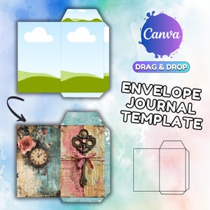 Drag and Drop Canva Envelope Template Junk Journal Folio Template Folding Envelope Template Photo Envelope Mockup Drag and Drop Envelope