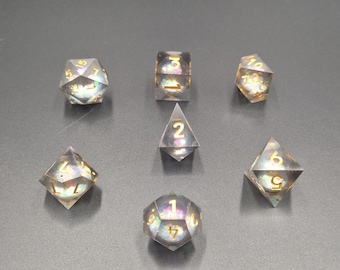Resin Dice with Liquid Glitter Core - 7 Piece Set