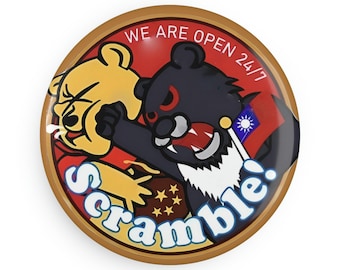 We are Open 24-7 Scramble Air Force Patch Button Magnet, Round (1 & 10 pcs)