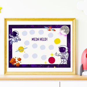 Belohnungstafel für Kinder, PDF. Motivation, Mutmacher, Lernhilfe, Belohnungsplan, Belohnungssystem, Weltraum, bunt, DIGITALER DOWNLOAD