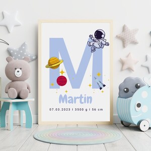 Name Poster Nursery Personalized Christening Gift Birth Poster Digital File Baby Astronaut, Neutral | DIGITAL DOWNLOAD