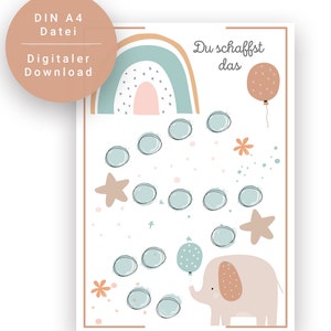 Belohnungstafel für Kinder, personalisiert, PDF. Motivation, Mutmacher, Lernhilfe, Belohnungssystem, Elefant I DIGITALER DOWNLOAD