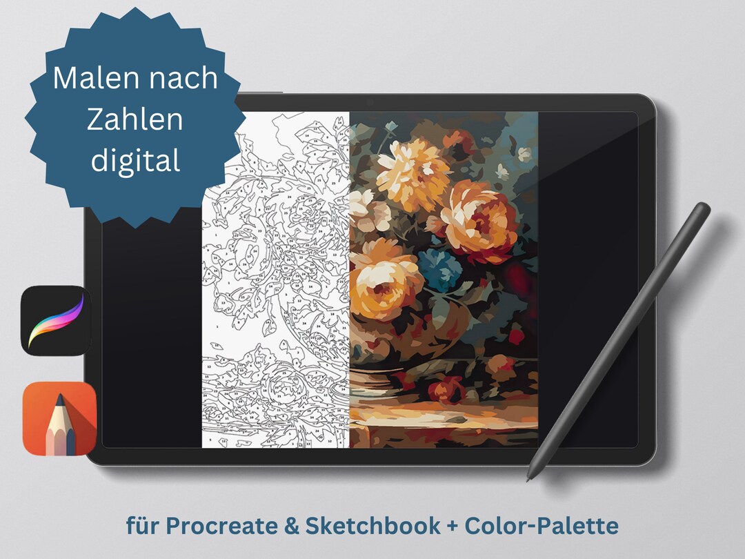  Malen Nach Zahlen Digital, Für Erwachsene, Entspannung, Procreate Motiv 